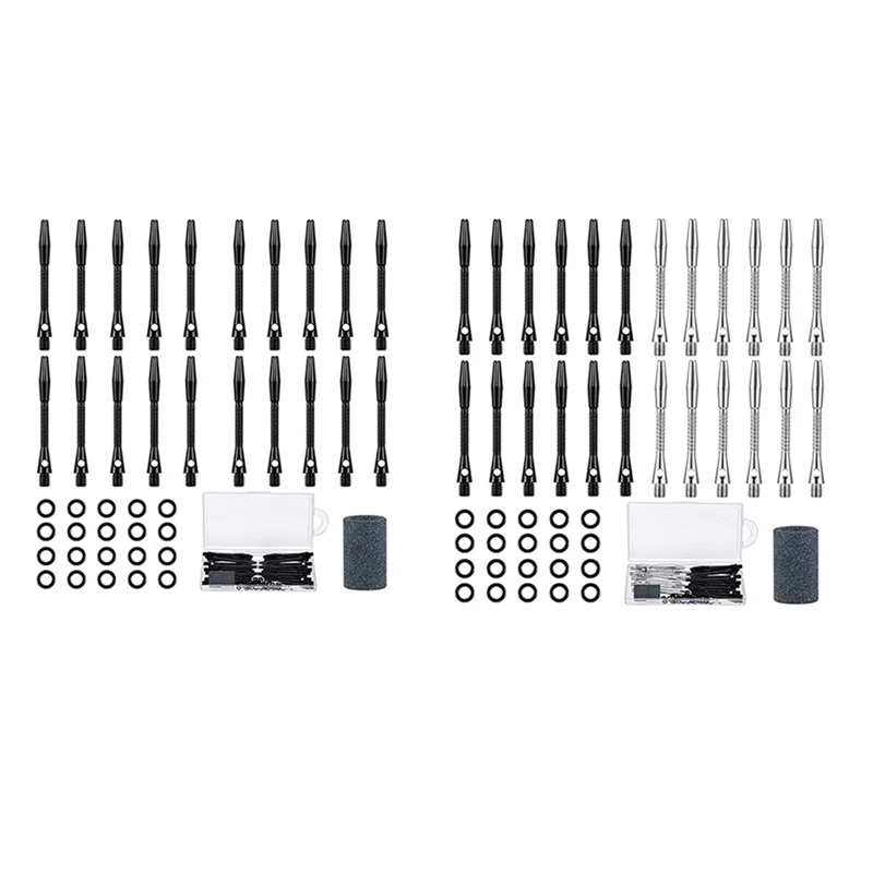 24 Pieces Aluminum Dart Shaft Dart Accessories 1.97 Inches Hard Metal Dart Stems With Rubber O Rings Darts Sharpener