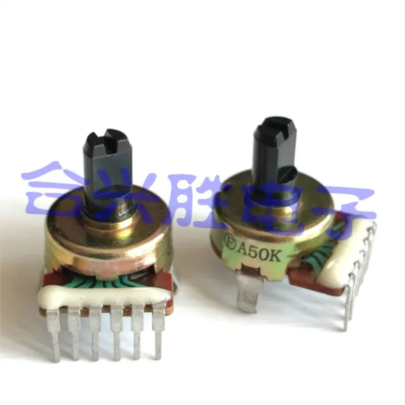 2PCS 161 Type Audio Speaker Amplifier Volume Dual Potentiometer A50K A503 B10K B103 6 Pin Half Shaft Length 10MM