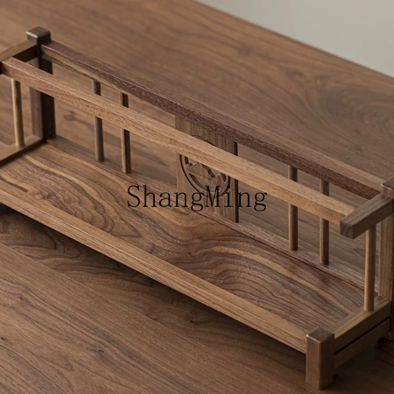 

FG Black Walnut Multifunctional Tea Set Storage Rack Teacup Shelf Solid Wood Desktop Small Duobao Pavilion Shelf Multi-layer