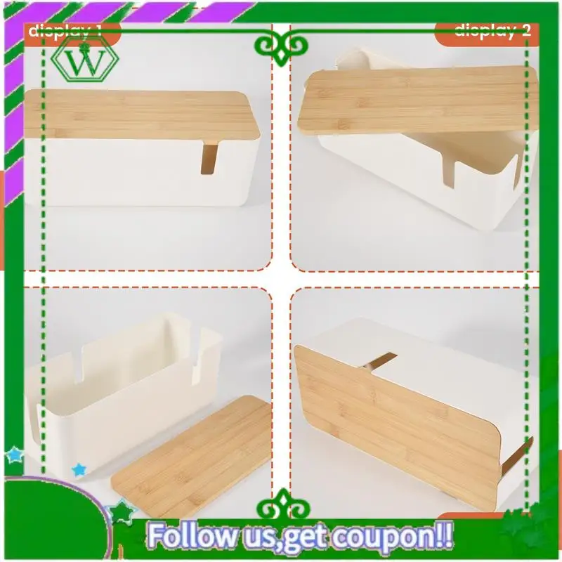 

Reliable-Cable Management Box With Bamboo Lid Small Cable Organizer Box For Extension Cord Power Stripe Surge Protector