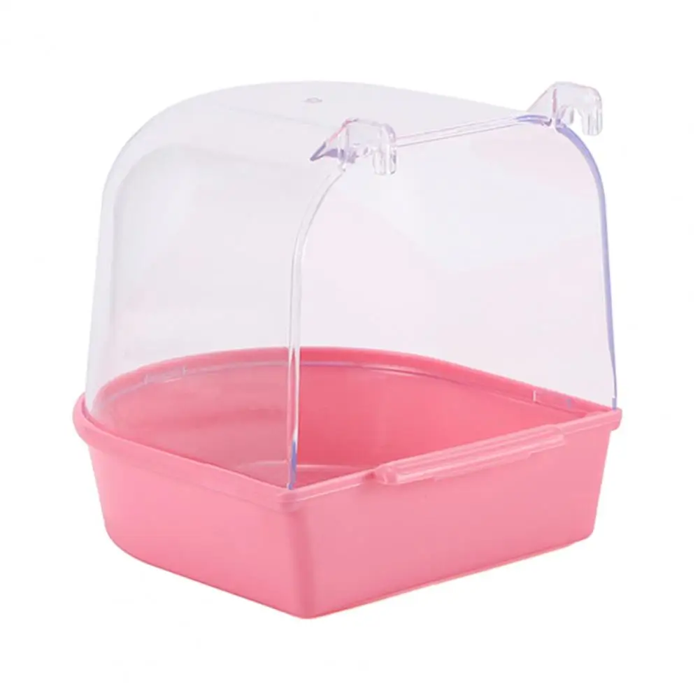 Easy to Clean Bird Bath Tub Transparent Bird Bath Cage for Small Birds Parrot Canary Budgies Easy to Clean Covered Bath for Pets