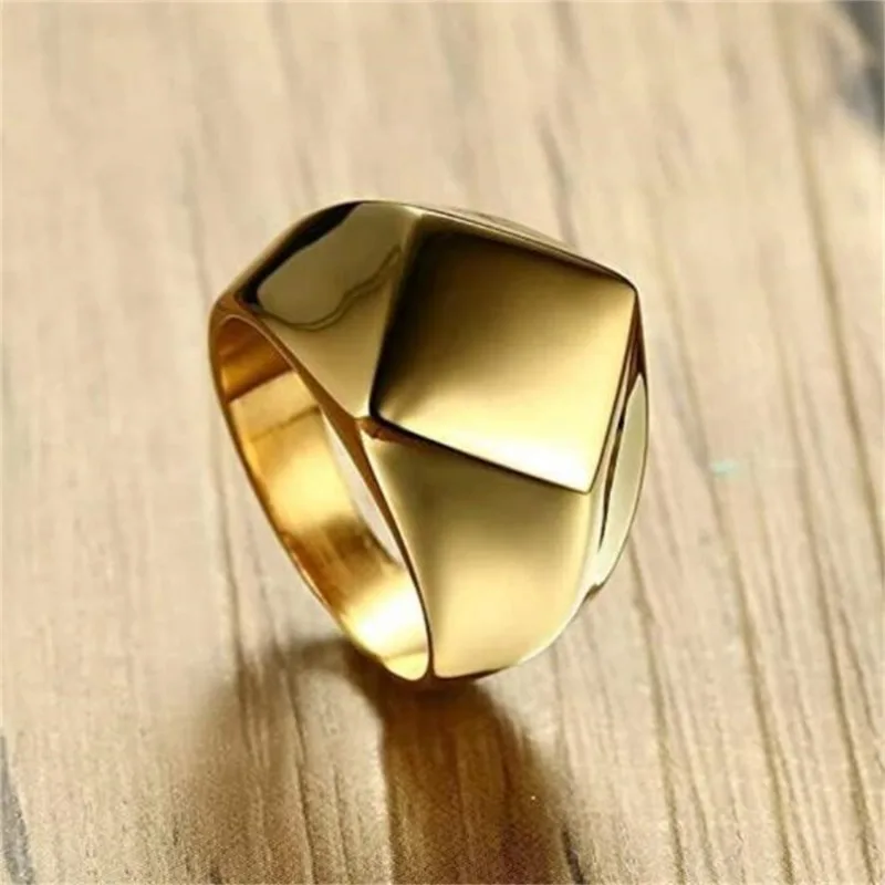 New Men's Ring Quadrilateral Smooth Plain Simple Casting Retro Personality Trend Popular Casual Luxury Party