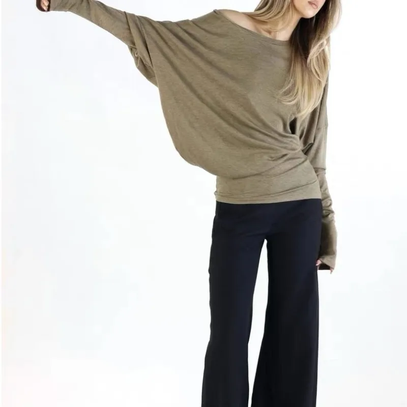 

Casual T-Shirt Pleated Vintage Simple Off Shoulder Tees Y2k Streetwear Tshirts Korean Y2k Tops Subculture Oversized Grunge