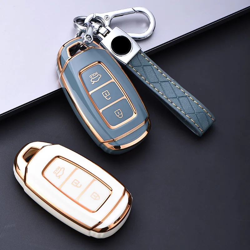 Soft TPU Car Key Case Cover for hyundai kona 2017 i30 ix35 solaris Azera ELANTRA GRANDEUR IG 3 Buttons Key Case Cover Shell