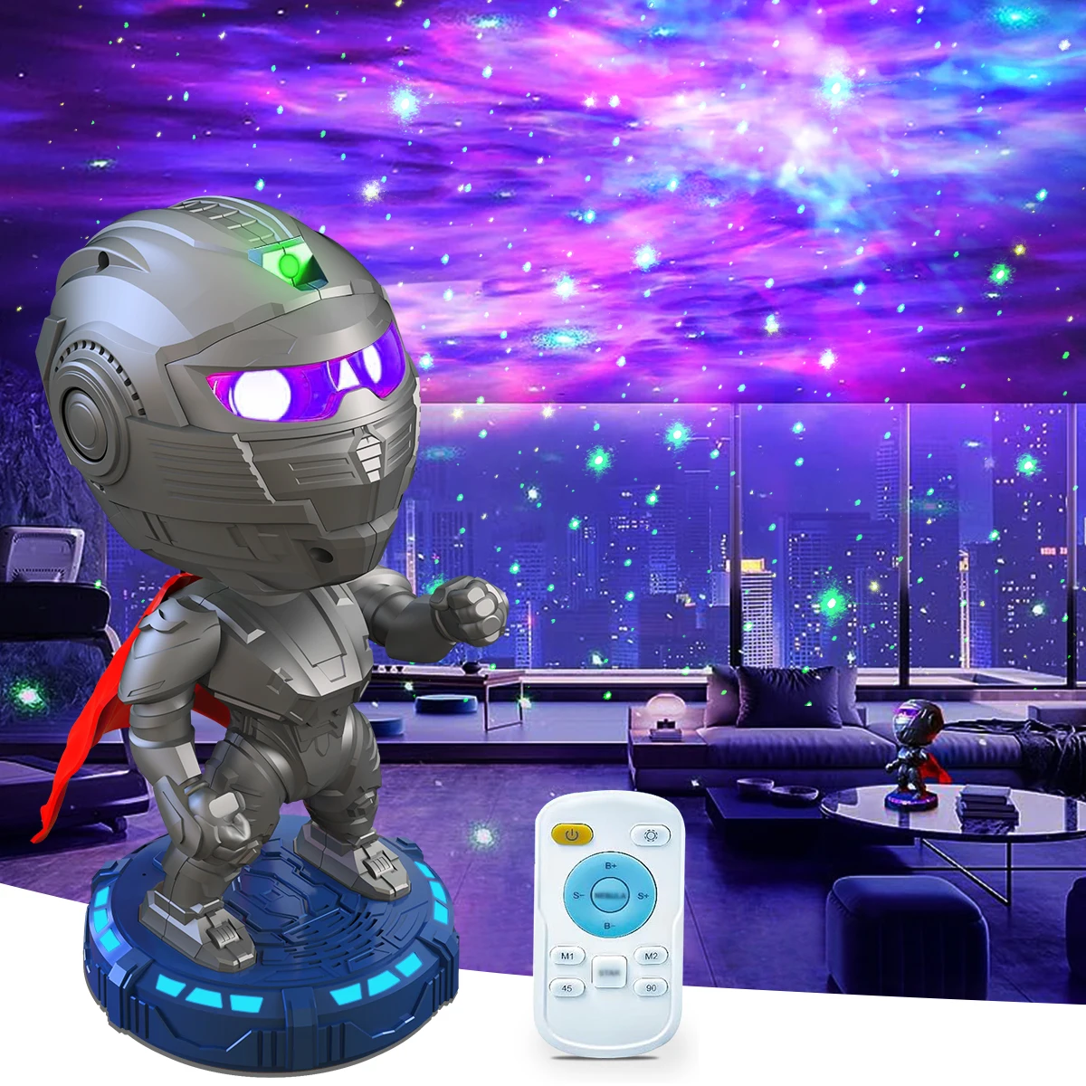 

Mech Warrior Galaxy Projector Star Projector Night Light with Nebula with Timer Bedroom and Ceiling Galaxy Light Projector