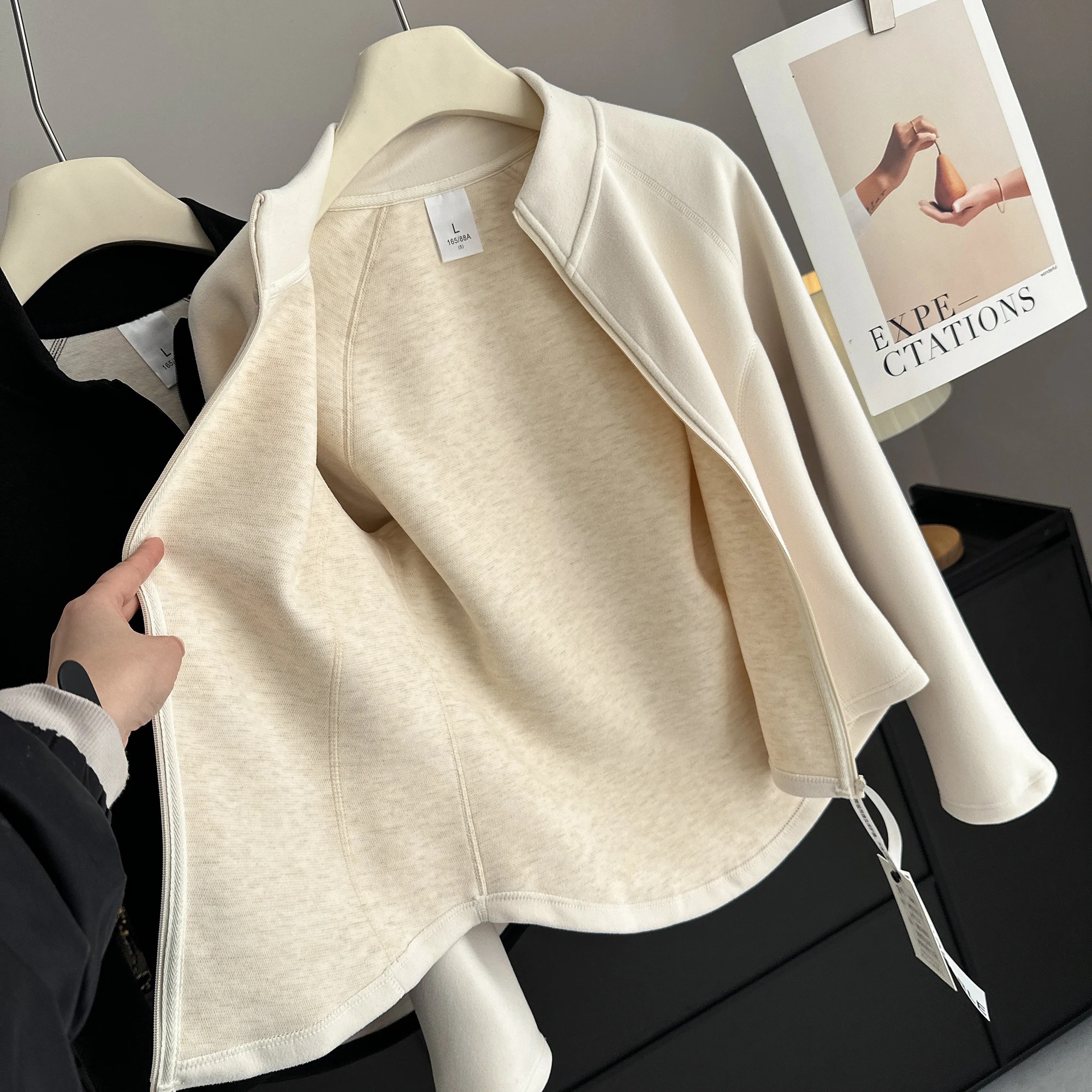 

Женская повседневная куртка с двойной молнией, приталенная, из смесового пуха, ветрозащитная, осенне-зимняя верхняя одежда, пальто для женщин