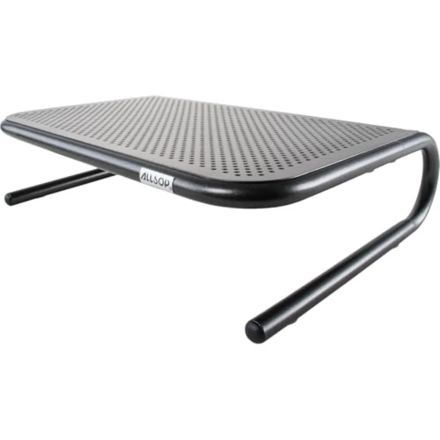 Metal Art Jr. Monitor Stand 14-Inch Wide Platform Holds 40 lbs with Keyboard Storage Space - Pearl Black 2 Pack