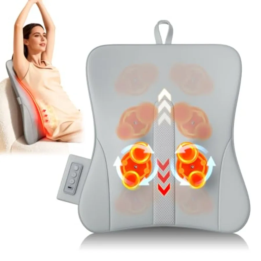 

Rechargeable Cordless Back Massager with Heat for Pain Relief Deep Tissue 3D Kneading in Black Ideal for Neck Shoulder Waist at