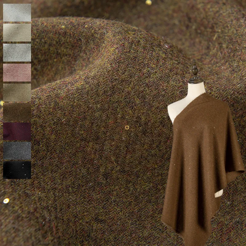Starry Sky Sequins Wool Blend Tweed Fabric By The Meter for Clothing Coats Skirt Bags DIY Sewing Comfortable Skin-friendly Cloth