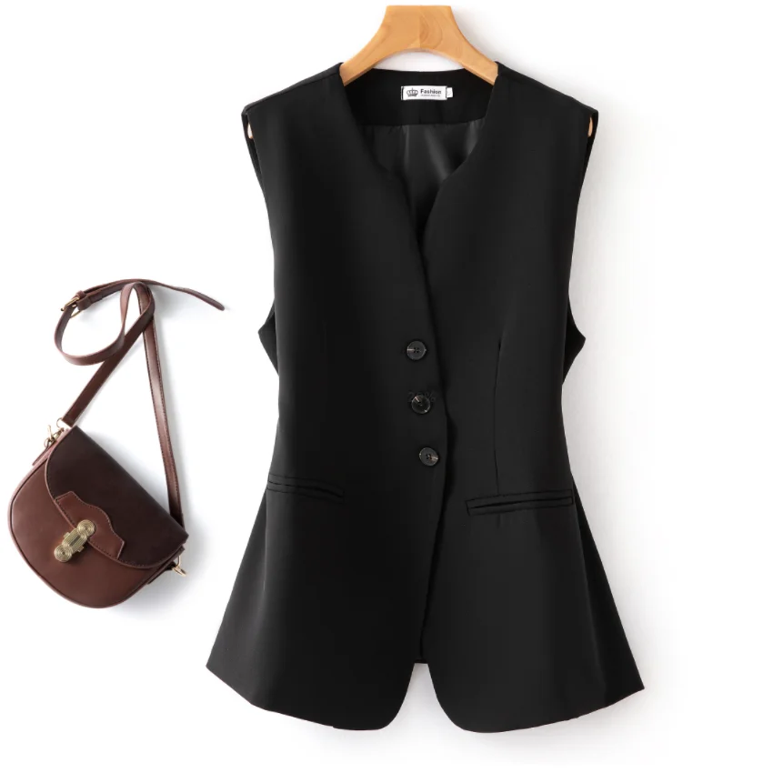 Big size Chubby Girl Medium To long Vest Women's Autumn New Style Slim Fit Design Sleeveless Outerwear