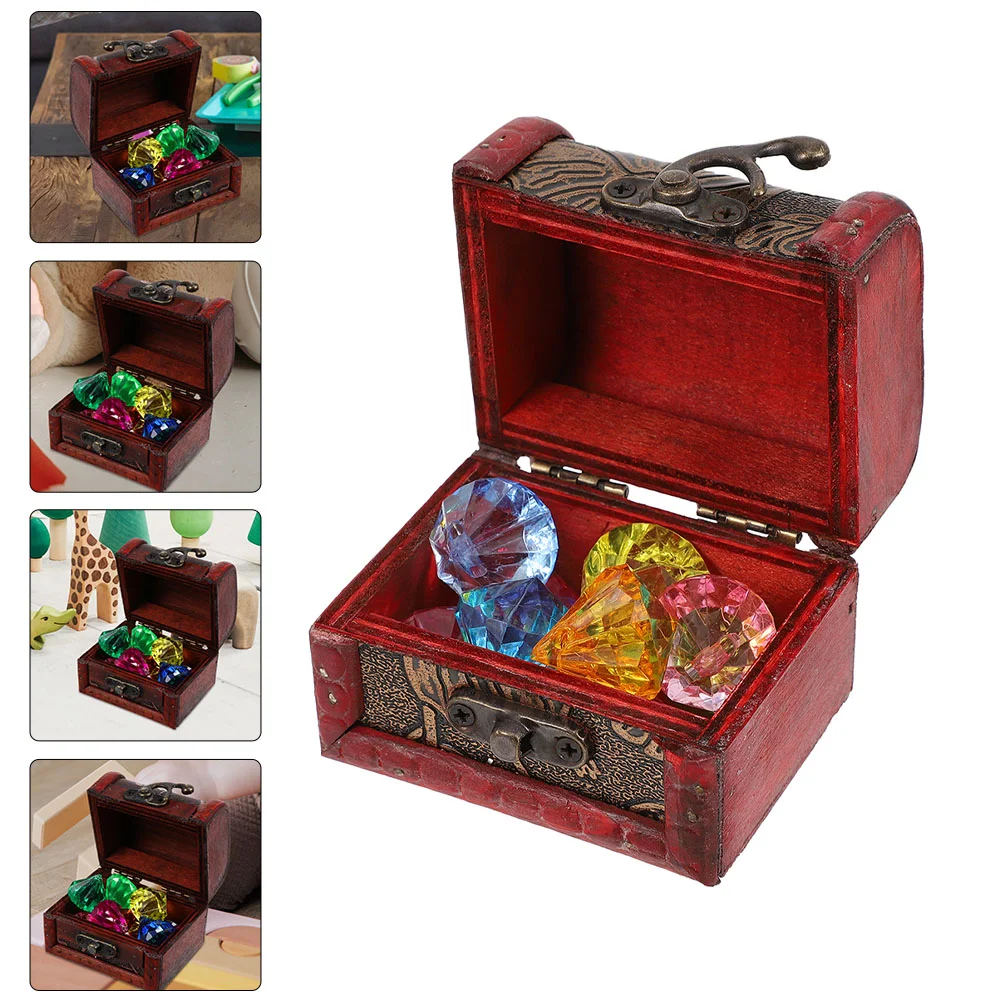 2 Sets Children’s Toys Treasure Box Kids Simulation Gemstone Ornament Acrylic Colorful Chest Adornment Pirate