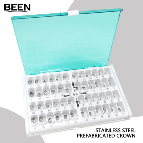 48 Uds coronas dentales para niños herramientas de terapia de ortodoncia de odontología temporal de acero inoxidable de Metal preformado para niños