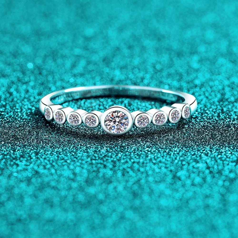 GXTRS Full Moissanite Bubble Rings Women 925 Sterling Silver Fashion Lab Diamond Wedding Band 18K Plated Fine Jewelry Certified
