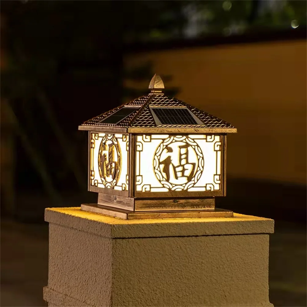 SOFEINA Black Lawn Lamp Outdoor Retro LED Lighting Waterproof Classical for Home Villa Path Garden Solar