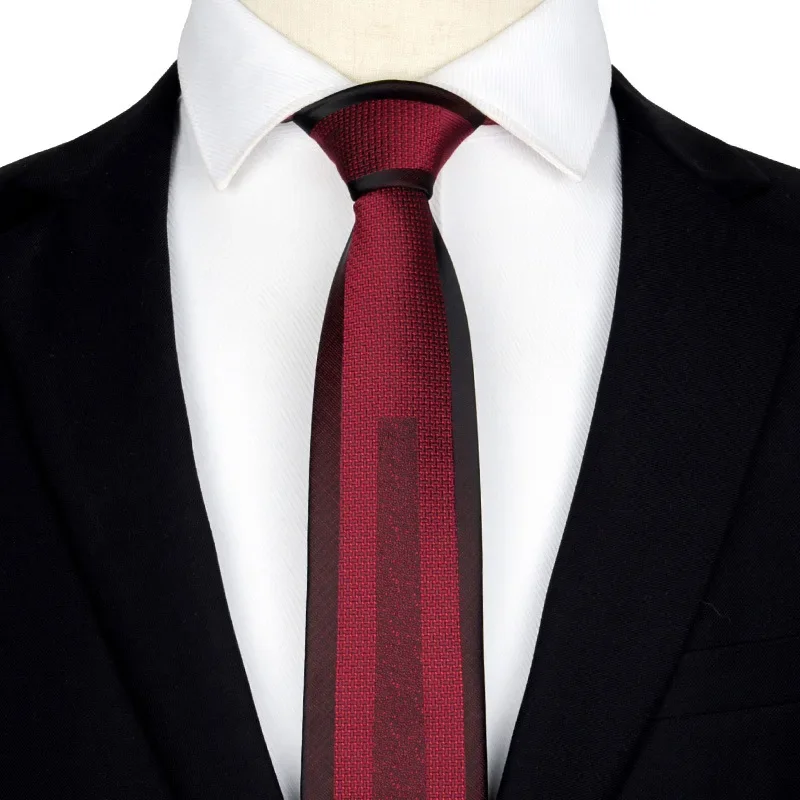 Casual Tie Men's Korean Narrow Edition 6cm Black Red Positioning Stripe Men's Business Dress Professional Small Tie