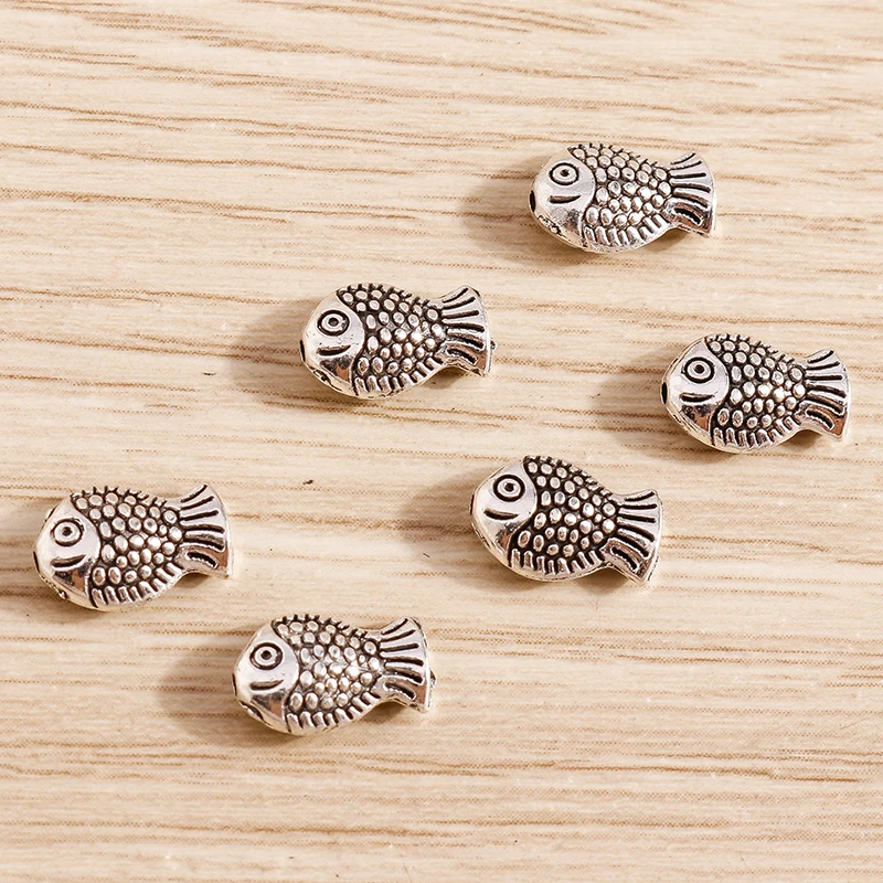 Tusember 40 Stück 7*10mm Metall Niedliche Kleine Fisch-Charms Perlen Anhänger für Schmuckherstellung Handgemachte Halsketten Ohrringe Armbänder DIY – Detail 6