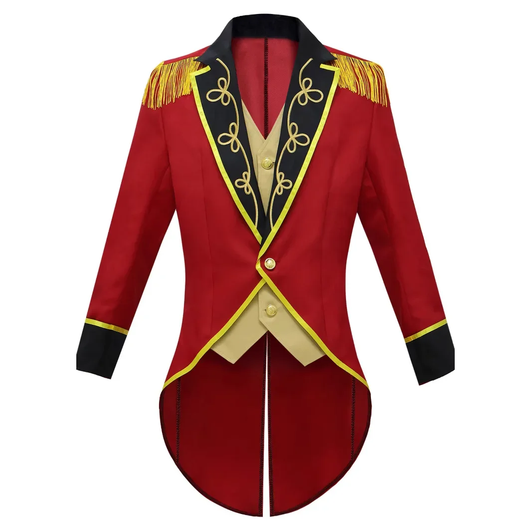 

Circus Ringmaster Mens Cosplay Uniforms Medieval Vintage Coat Stand Collar Jackt Princess Stage Shown Performance Costume
