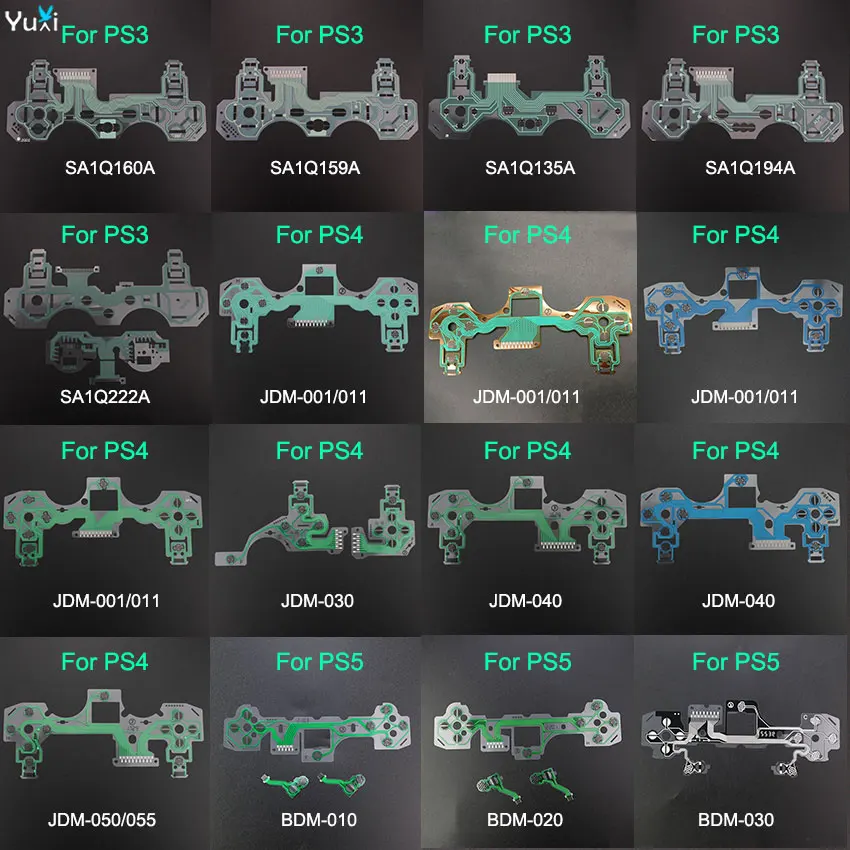 

YuXi Replacement Circuit Board PCB Ribbon for PS5 PS4 Pro Slim JDM 030 040 050 PS3 Controller Conductive Film Keypad Flex Cable
