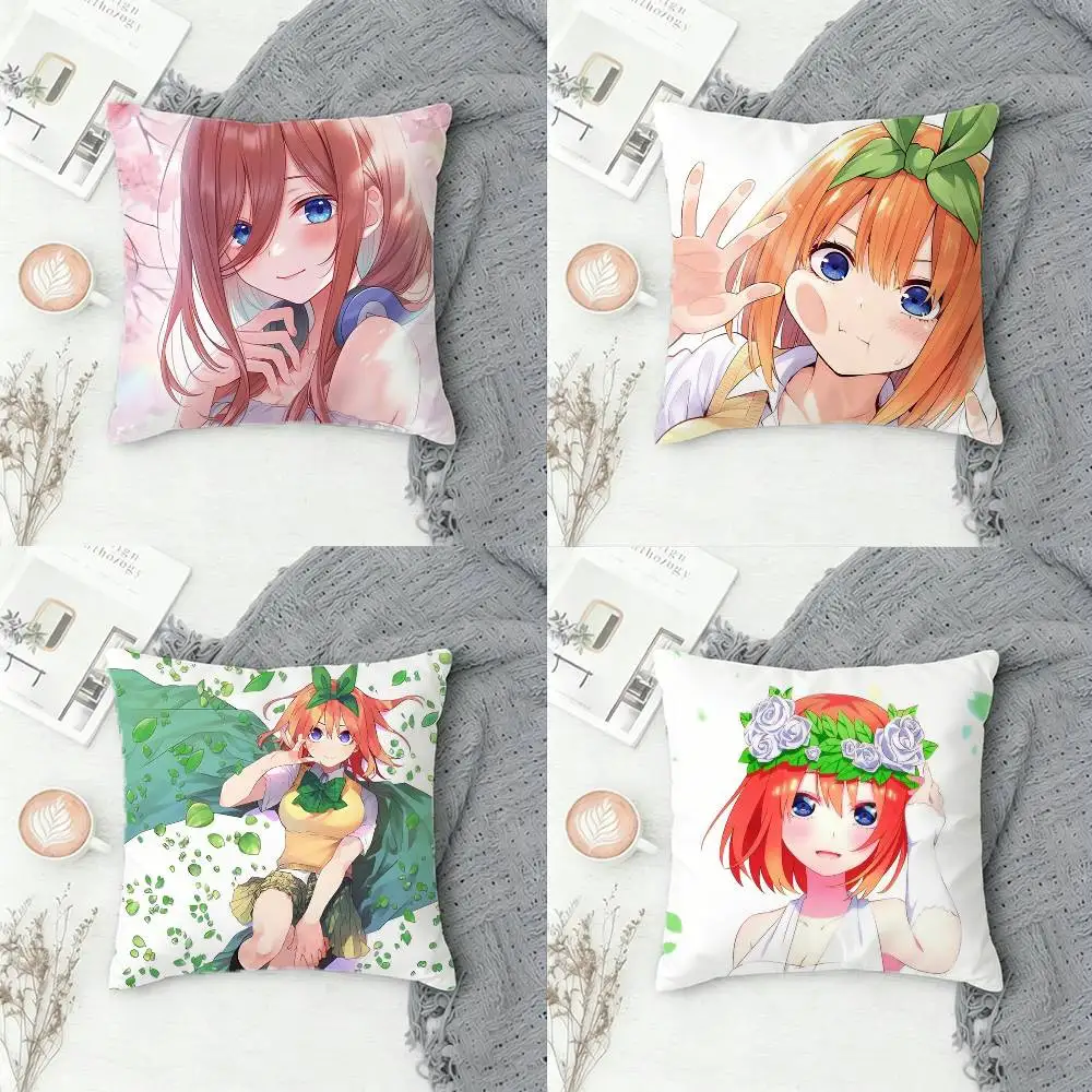 

T-The Quintessential Quintuplets Double-sided Printed Square Pillow Cover Decorative Cushion Cover for Sofa Bedroom Bedside