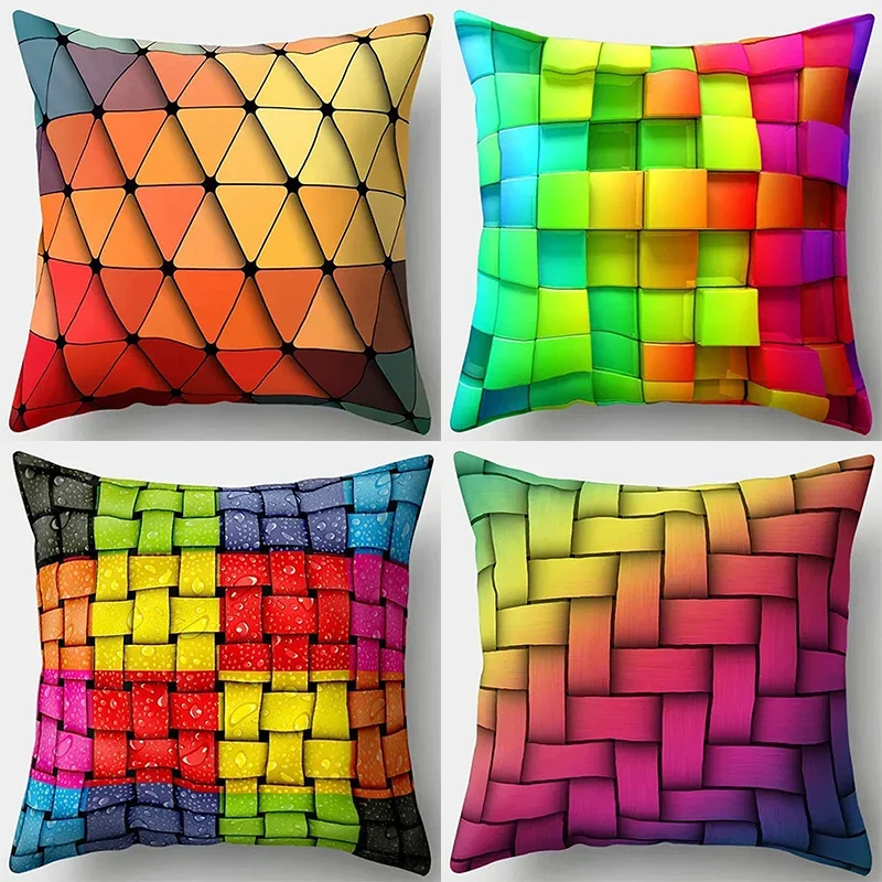 

Home Decor Colorful Geometric Pattern Throw Pillow Covers Pattern Cushion Cover Suitable for Sofa Bedroom