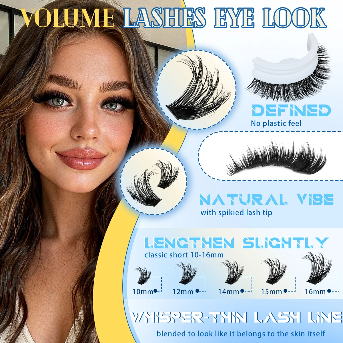 15Rows DIY 5D Fluffy Lash Clusters 60D/80D/100D Thick Eyelash Clusters Wispy Individual Lashes 10-20mm Cluster Eyelash Extension