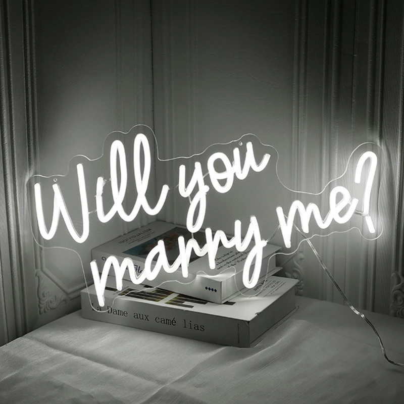 

Neon Signs Will You Marry Me Wedding Proposal Decoration Party Wall Valentine's Day Decor Transparent Acrylic Led Neon Light