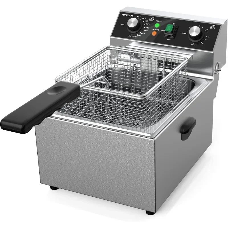 

TOPKITCH Electric Deep Fryer Stainless Steel with Basket and Lid Table Top Deep Fryer for Home Kitchen and Restaurant with Timer