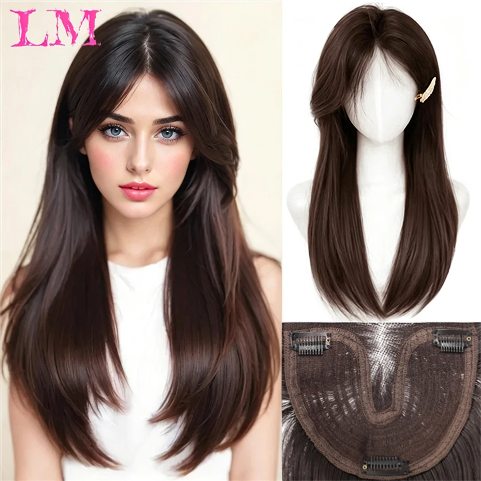 LM Synthetic Mid Split Fake Bangs Natural 3D French Bangs Wigs Hair Patches And Women's Fake Flowing Bangs