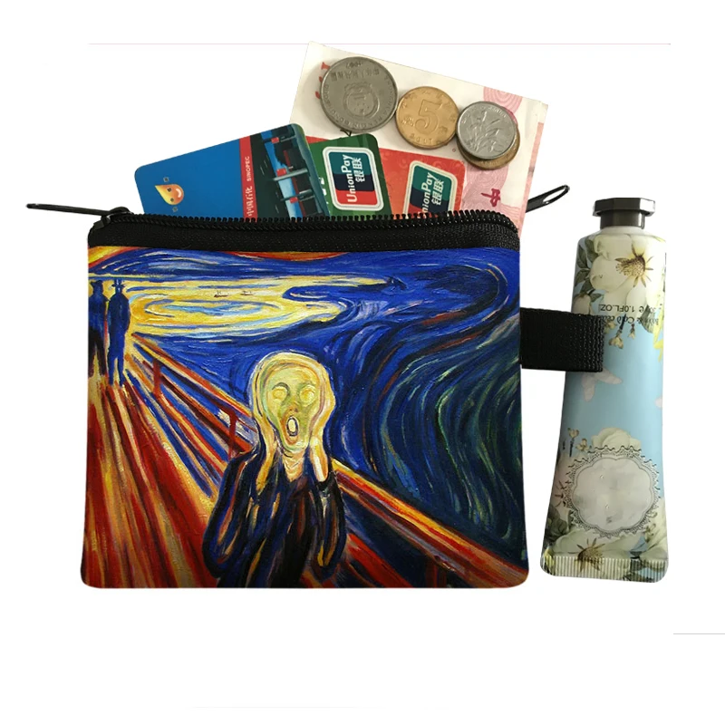 Van Gogh / Michelangelo / Da Vinci Art Coin Purses Women Mona Lisa Lipstick Bag Starry / Lady MIni Card bag