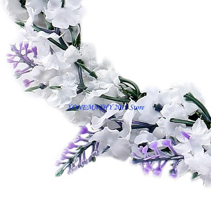 

F42F Nice Simulated Flower Headband Garland Crown Lavender Floral Hair Band Dreamlike Headpiece for Wedding Party Prom
