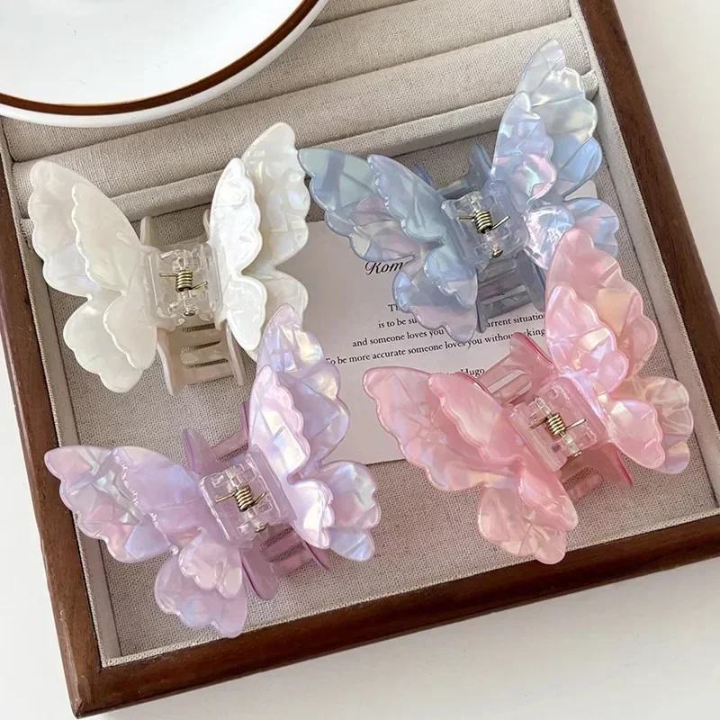 

Fairy Butterfly Hair Claw French Retro Acetate Crab Hair Clip Summer Sweet Princess Head Hair Accessories Hairpin