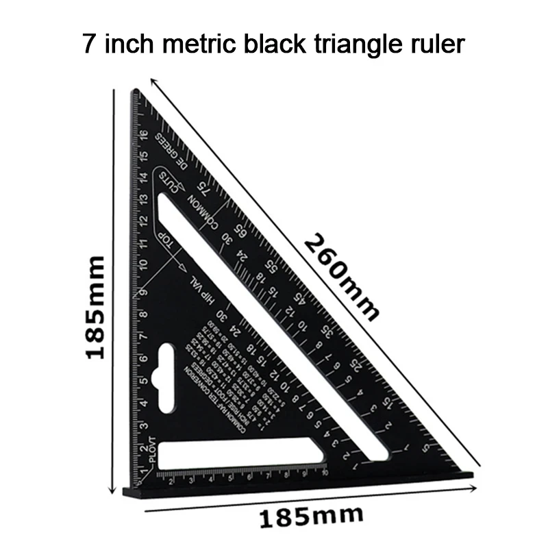 7/12 Cal linijka trójkątna kwadratowa kątomierz ze stopu aluminium metryczna prędkość kwadratowa linijka miernicza migawki do budowania ram