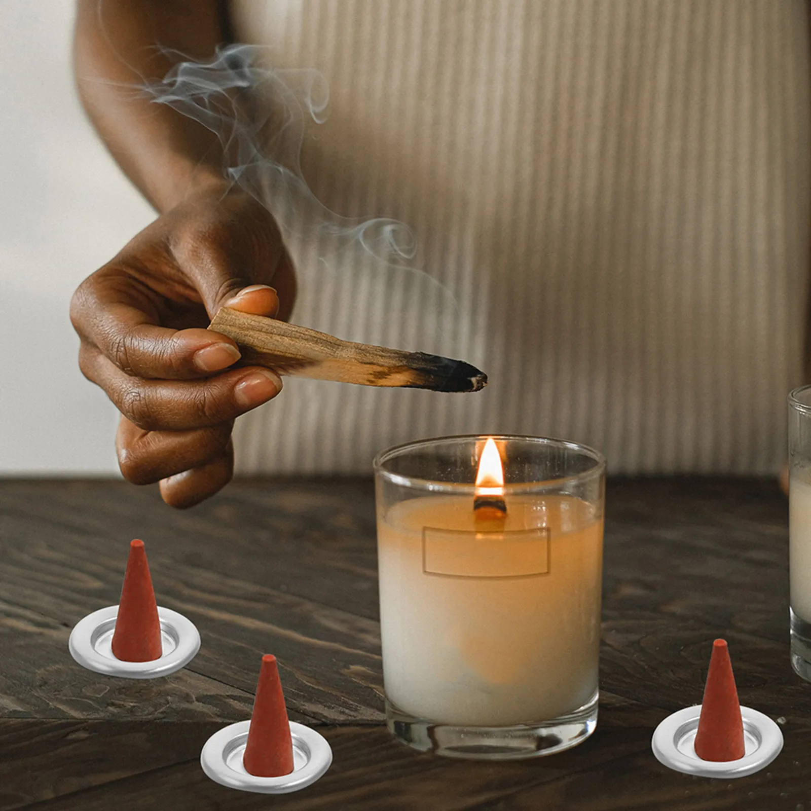 40個入り-ミニアルミ合金製香炉トレイ-金属製コーンホルダー-タワーコーンスティック用-デスクトップアロマセラピー装飾品