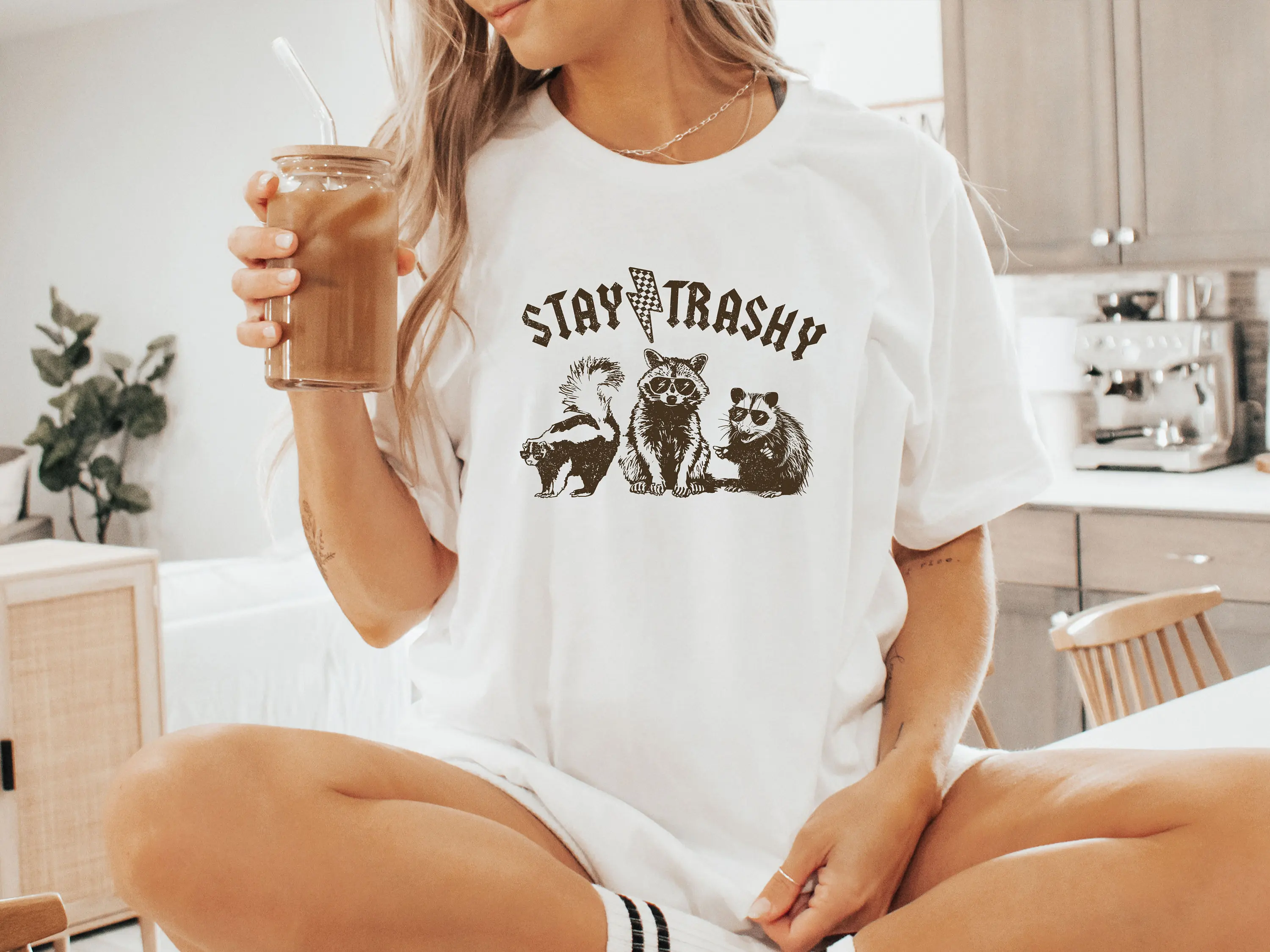 Stay Trashy T Shirt Funny Raccoon Opossum Skunk Animals Lover Raccoons Opossums Squad Team Trash