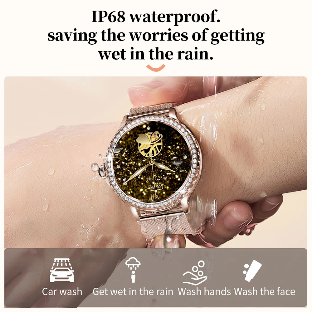 موضة جديدة 1.3 "سيدة BT دعوة ساعة ذكية معدل ضربات القلب الرياضة سوار لياقة بدنية IP68 مقاوم للماء تشغيل الموسيقى النساء 2023 Smartwatch