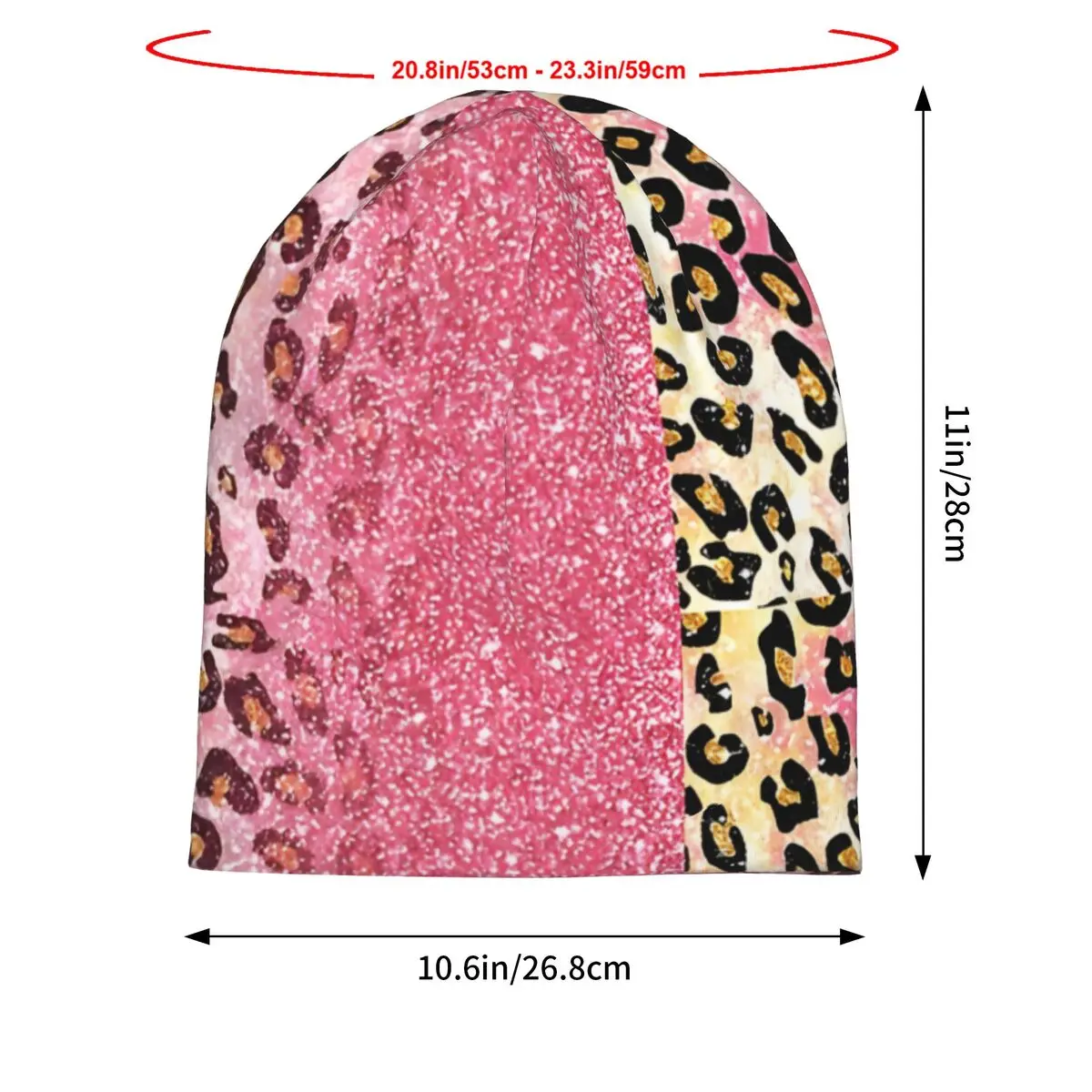 Glam Pink Glitter Leopard Pattern Backpack Unisex Bonnet Thin Running Double Layer Hats For Men Women