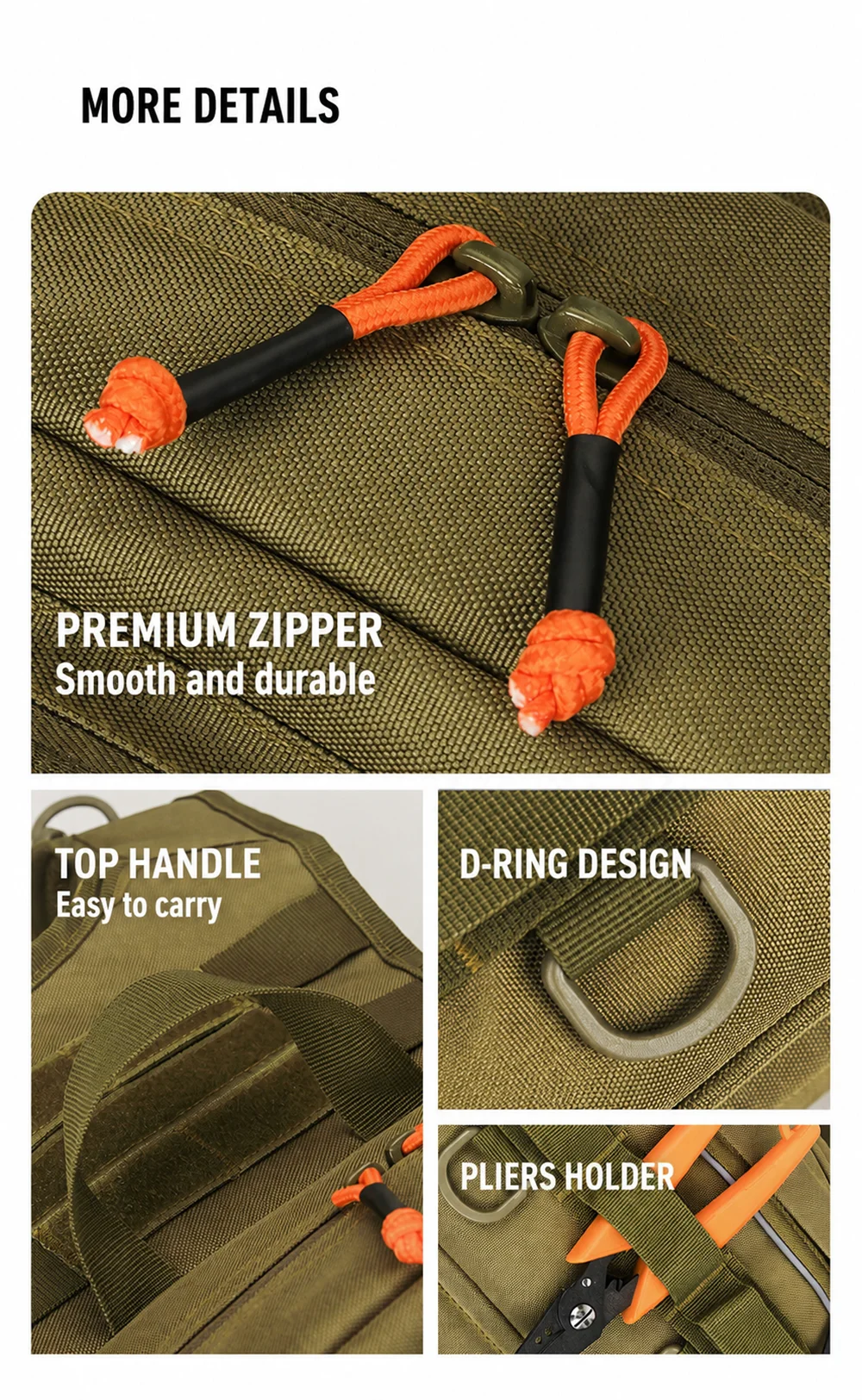 Multifunktionale Angeltasche für den Außenbereich, taktische Brusttasche mit Rutenhalter, große Kapazität, Angelzubehör-Aufbewahrungsrucksack – Detail 5