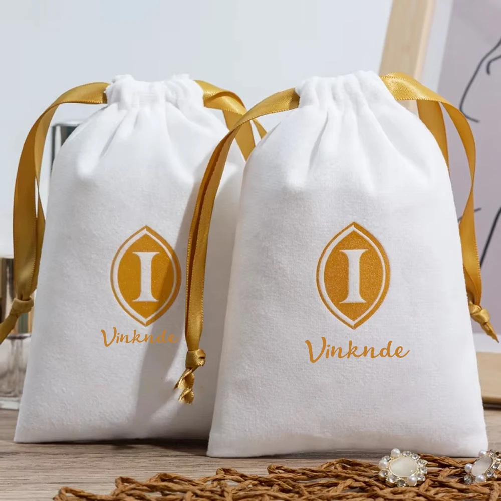 

100pcs Bulk Soft White Velvet Small Bags Jewelry Drawstring Gift Pouches Custom Logo Wedding Birthday Party Candy Organizer Sack