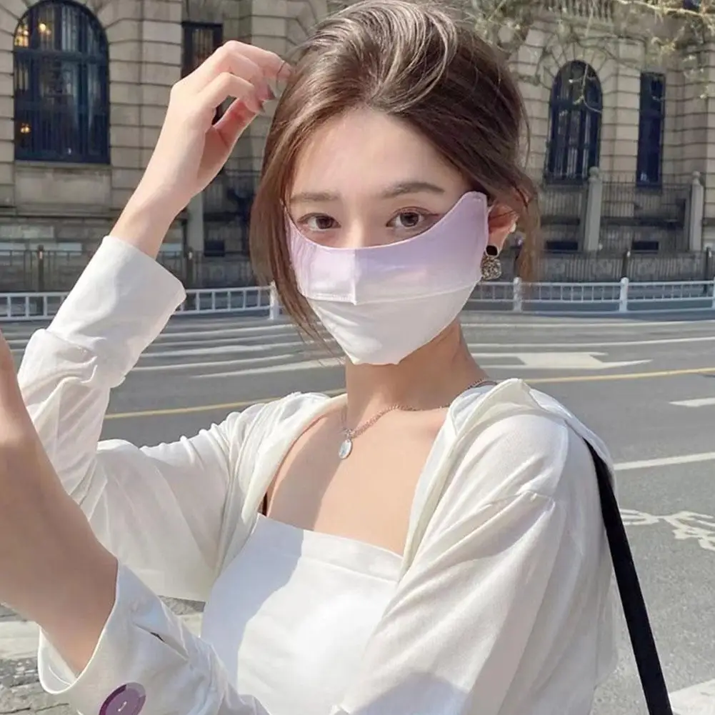 Summer Gradient Ice Silk Face Mask Women UV Sun Protection Cycling Face Mask Outdoor Sports Dust Mask