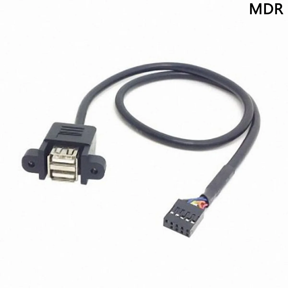 

MDR Stackable Cable Dual USB 2.0 A Type Female to Motherboard 9 Pin Header with Screw Panel Holes 50cm