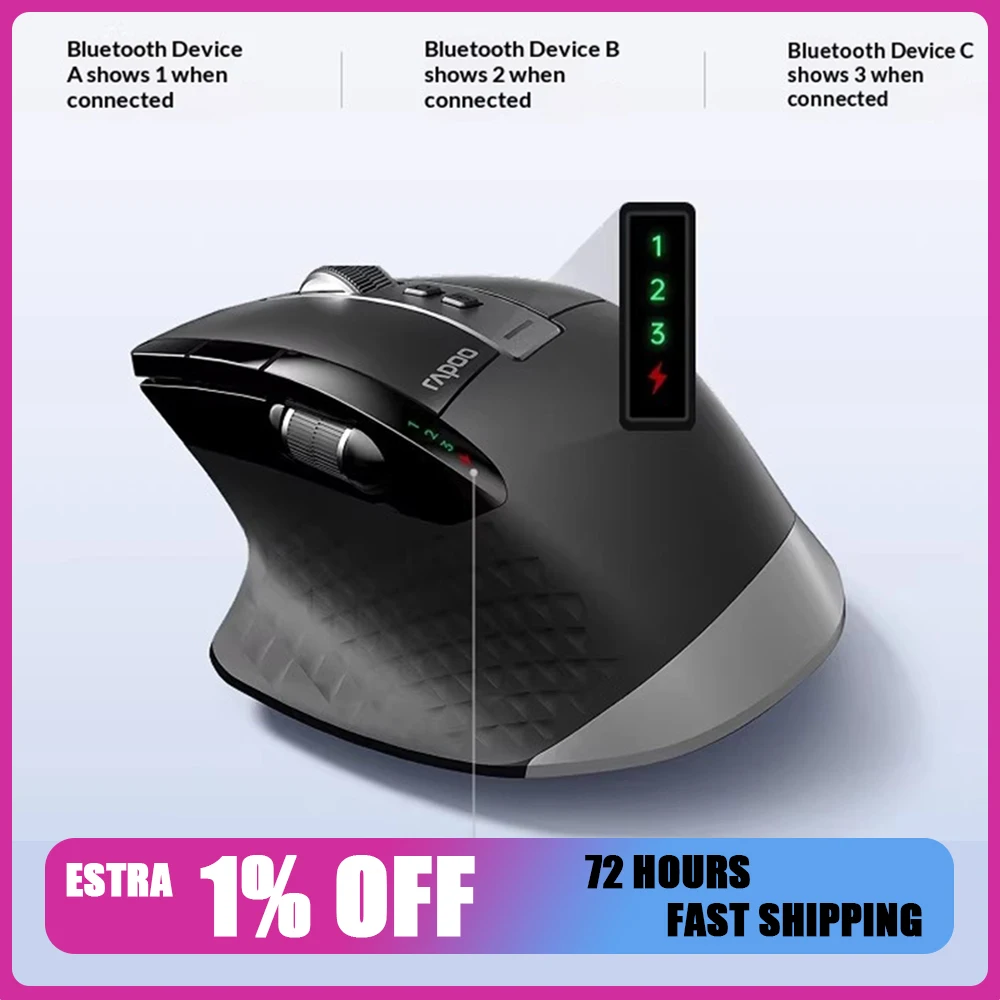 

Беспроводная мышь Rapoo MT750 Protophase 3220 для офиса, высокопроизводительная, 800 мАч, с ускорением 10G, 4000 DPI, 30 IPS, аксессуары для ПК