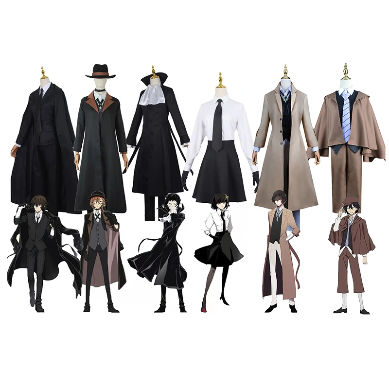 

Bungo Stray Dogs Cosplay Costume Dazai Osamu Edogawa Rampo Nakajima Atsushi Cosplay Uniforms Halloween Costumes for Women Men