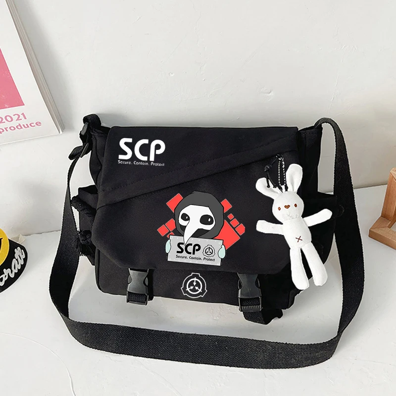 SCP Handbag Messenger Shoulder Strap Travel Bag Black Cartoon
