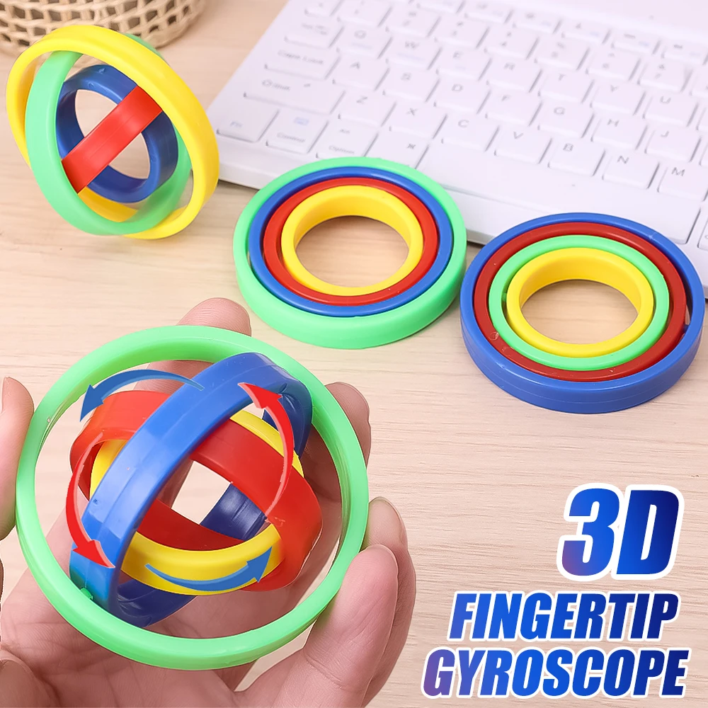 1/6pcs 3D Anti-Stress Fidget Toys Kid Children Novelty Rainbow Finger Spinner Decompression  Intelligence Games Gift