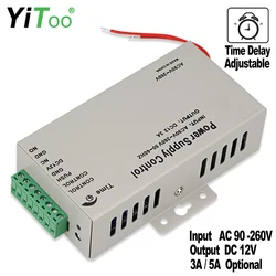 YiToo Nouveau DC12V Contrôle D'accès Unité D'alimentation AC90V-260V Entrée NO/NC Sortie 3A/5A Délai Réglable pour Serrures Électriques