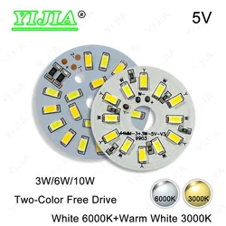 10pcs LED Light Board 5V Warm White Light Two-Color 10W Dia 50mm 5730 Lamp Beads Light Source Board For DIY Downlight Spotlight