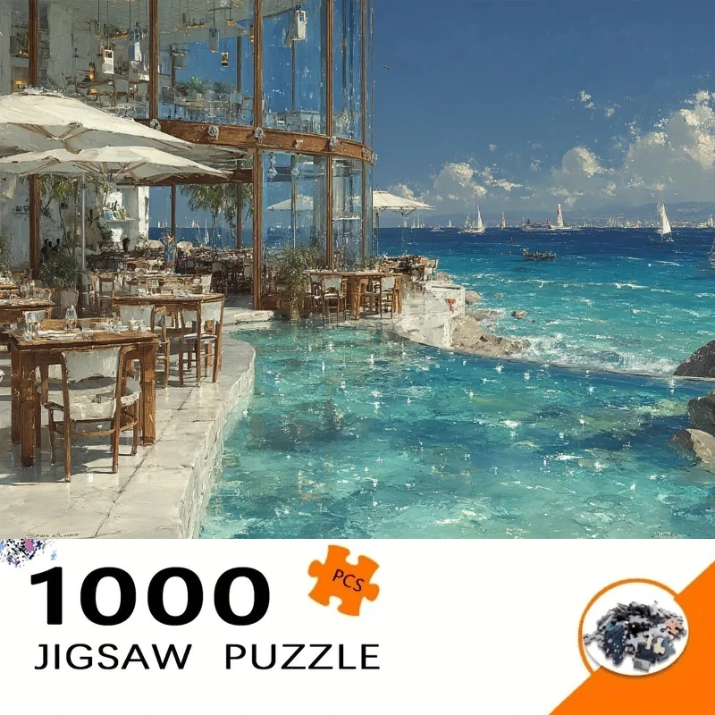 

1000PCS Dreamy Beachfront Dining Art Jigsaw Puzzle, Educational Games Colorful Puzzles Gifts Home Decor