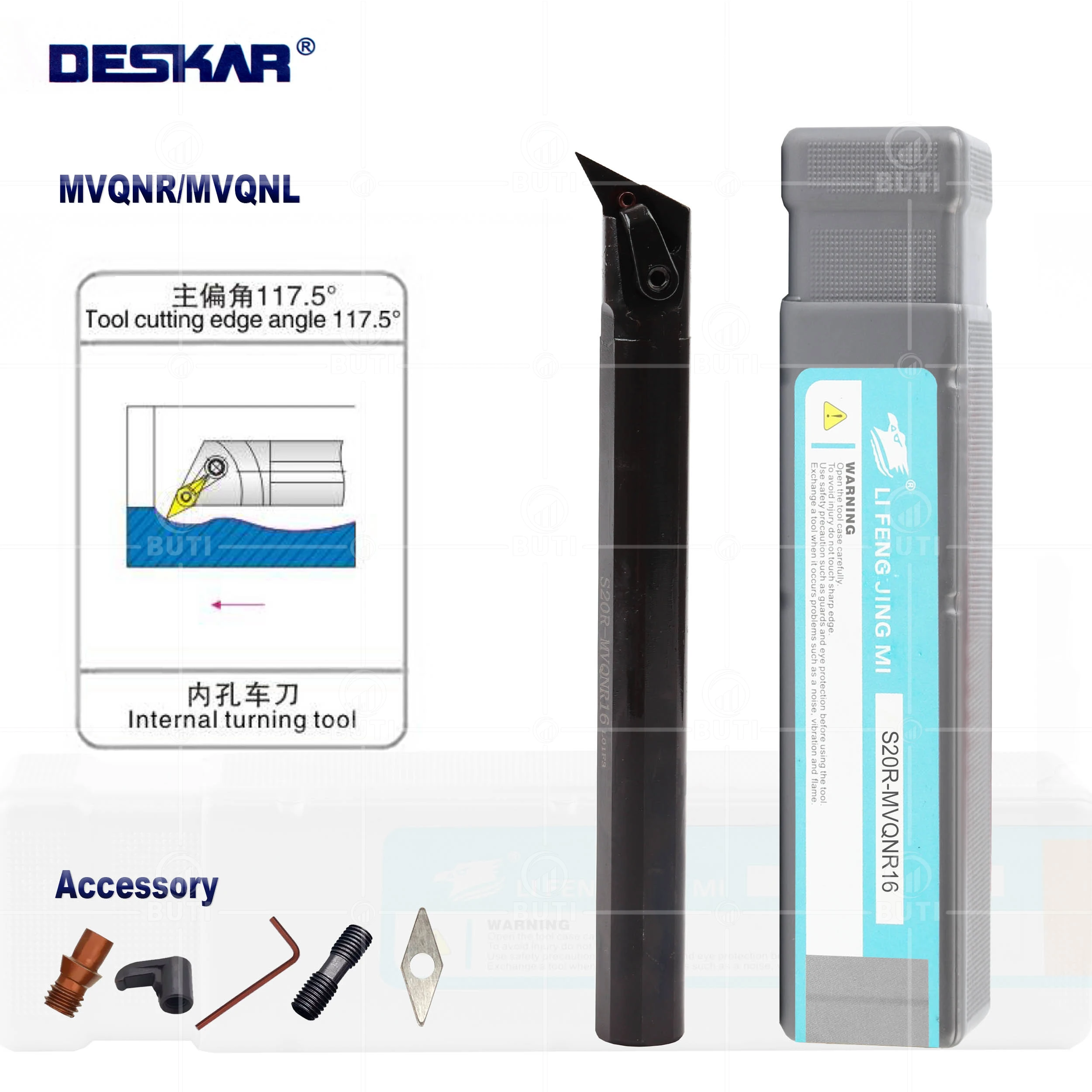 

DESKAR 100% Original S20R-MVQNR16 S25S-MVQNR16 CNC Lathe Boring Bar MVQNR/L Internal Turning Tool Holder,For VNMG Carbide Blades