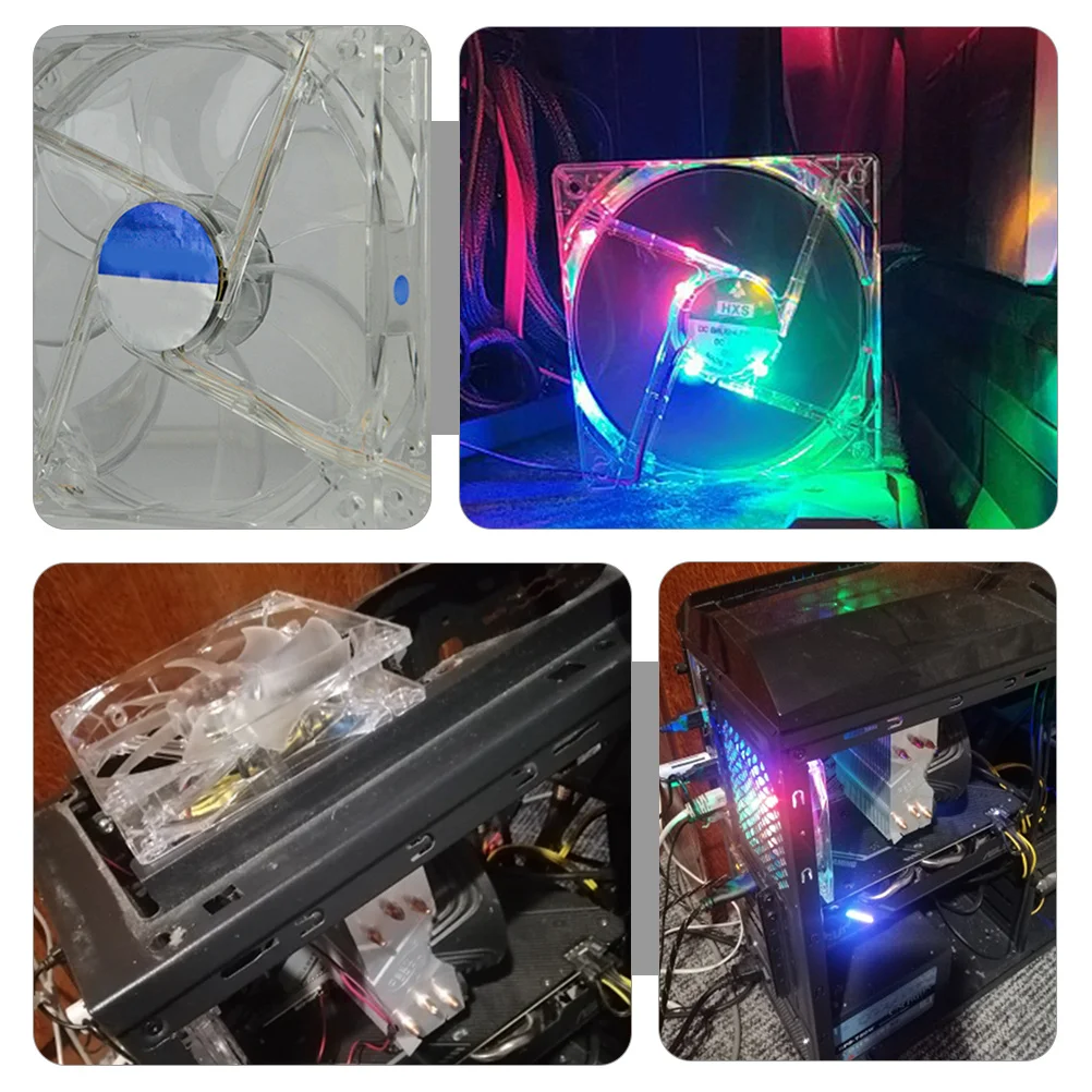 

4Pcs LED Computer Cooling Fan 80mm Colorful High Airflow Low Noise Chassis Radiator Cooler Computer Cooling Fan