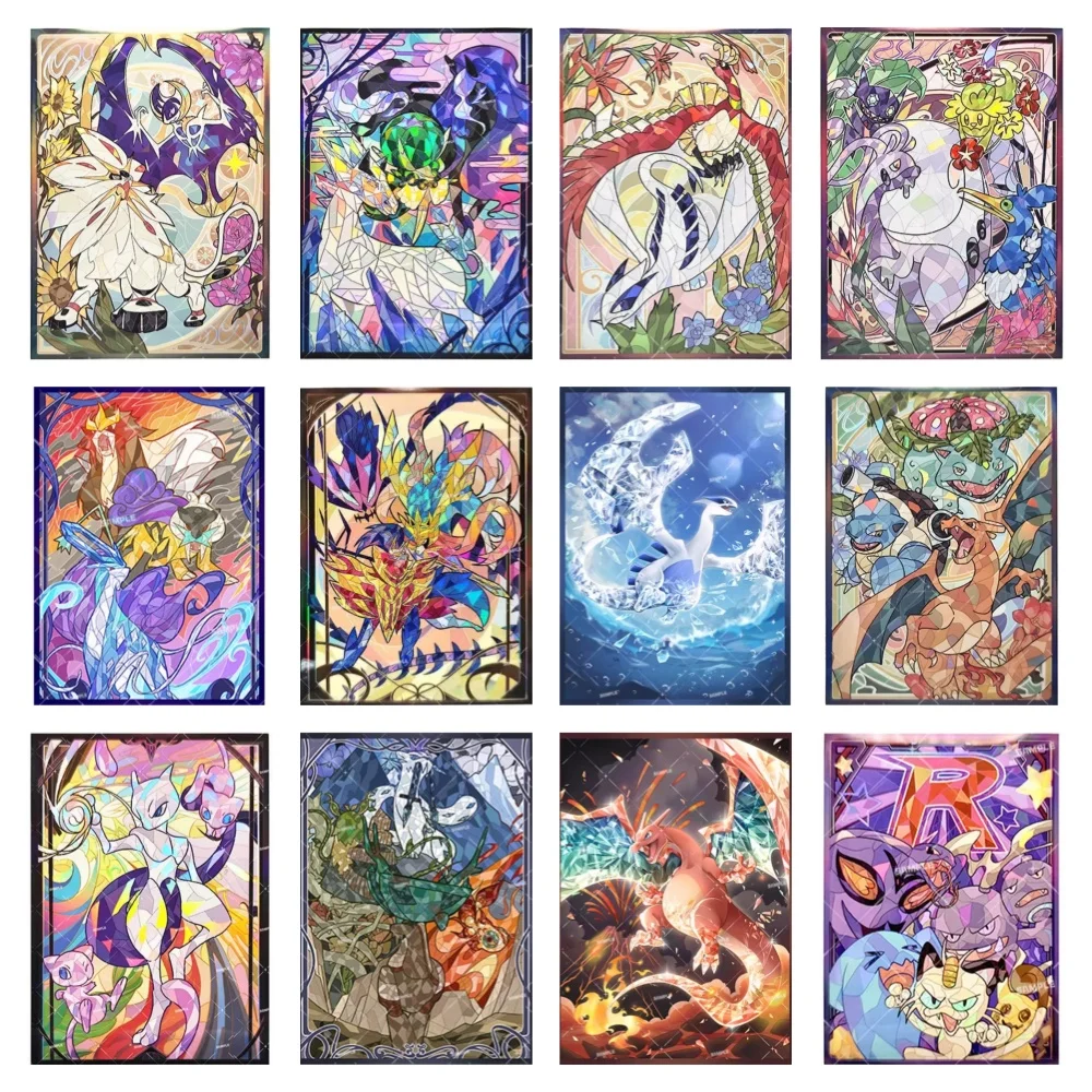 

50PCS/SET Pokemon Card Sleeves PTCG SUN&MOON Solgaleo Glass Painted Style Card Set Anime Cartoon Peripheral Game Holiday Gift